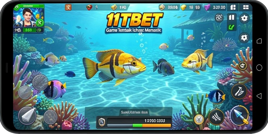 Gameplay seru 11TBET dengan banyak ikan berwarna-warni.