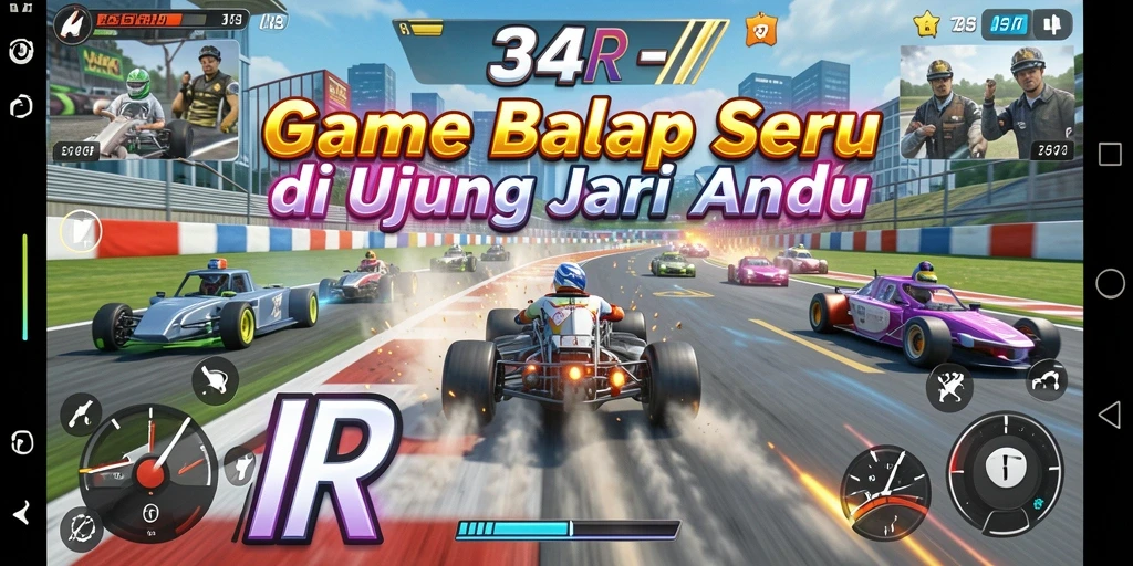Tampilan gameplay yang intens dalam balapan di 34R.
