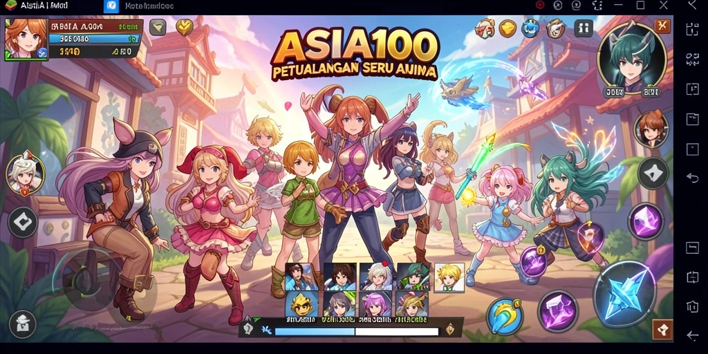 Tampilan aksi seru dalam ASIA100, penuh karakter anime.