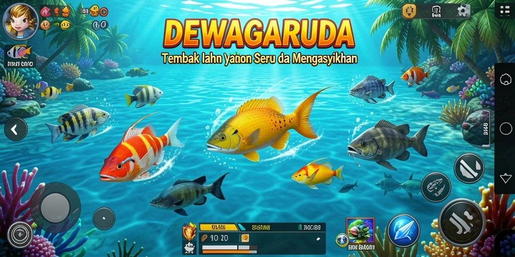Gameplay seru dari DEWAGARUDA saat menembak ikan.