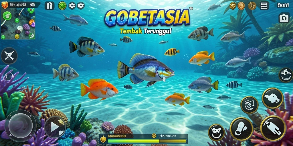 Tampilan gameplay seru GOBETASIA dalam berburu ikan.