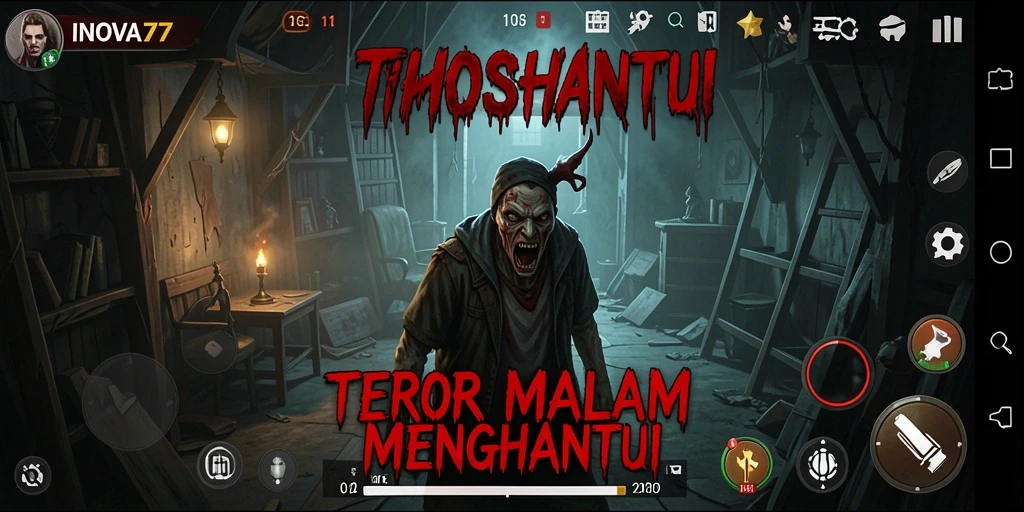 Gameplay mendebarkan INOVA77 saat menjelajahi kegelapan.