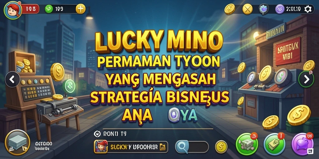 Screenshot gameplay LUCKYMINO menampilkan strategi bisnis yang menarik.