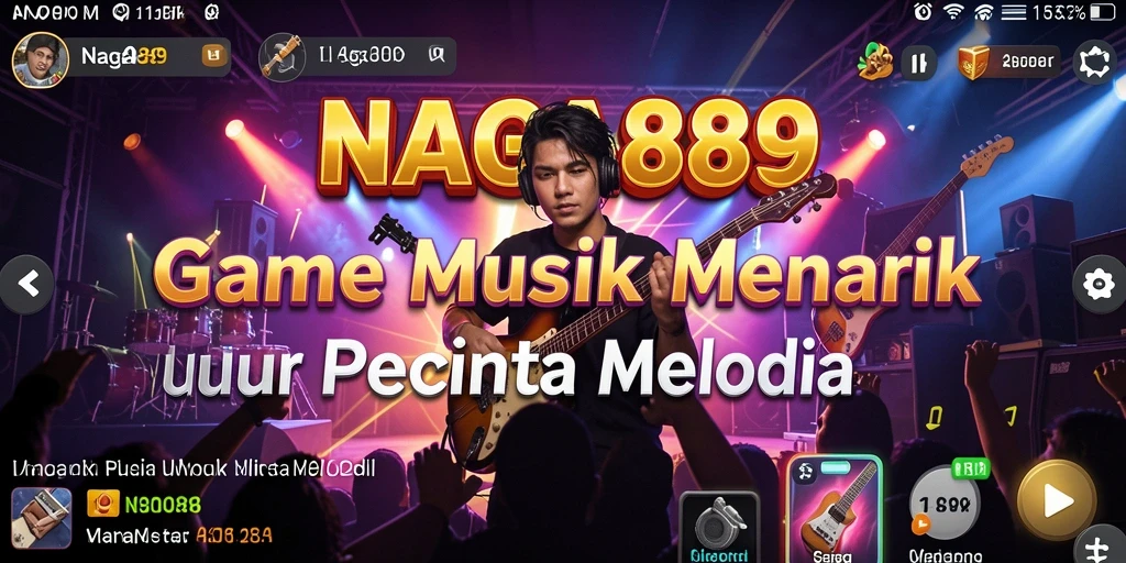 Screenshot gameplay NAGA889 menampilkan antarmuka interaktif dan berbagai pilihan lagu.