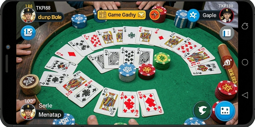 Tampilan gameplay Gaple yang menarik dalam TKP188.